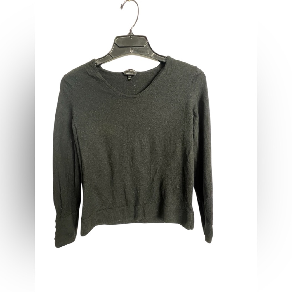 Talbots Black Merino Wool Crew Sweater Size M